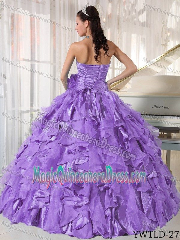Lavender Sweetheart Organza Beading and Ruffles Quinceanera Dress in McLean VA