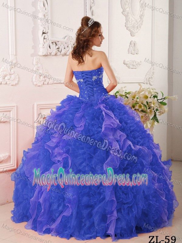 Cheap Blue Sweetheart Organza Appliques and Beading Quinceanera Dress in Bellevue
