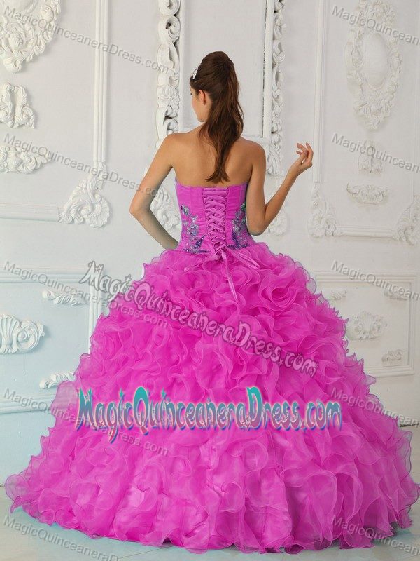 Exquisite Embroidery and Ruffles Strapless Purple Quinceanera Dress in Kent VA