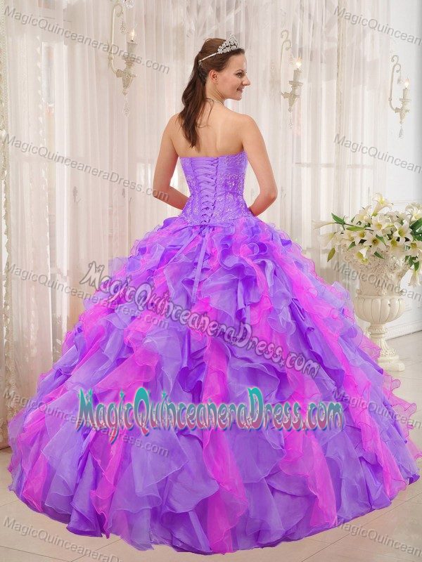 Multi-colored Organza Appliques Sweetheart Quinceanera Dress in Friday Harbor