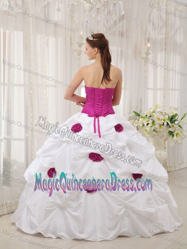 Fuchsia and White Strapless Flowery Quinceanera Dress in Winchester VA 2013
