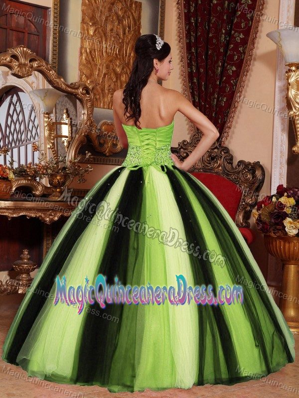 Cheap Sweetheart Tulle Beaded Multi-colored Quinceanera Dress in Hampton