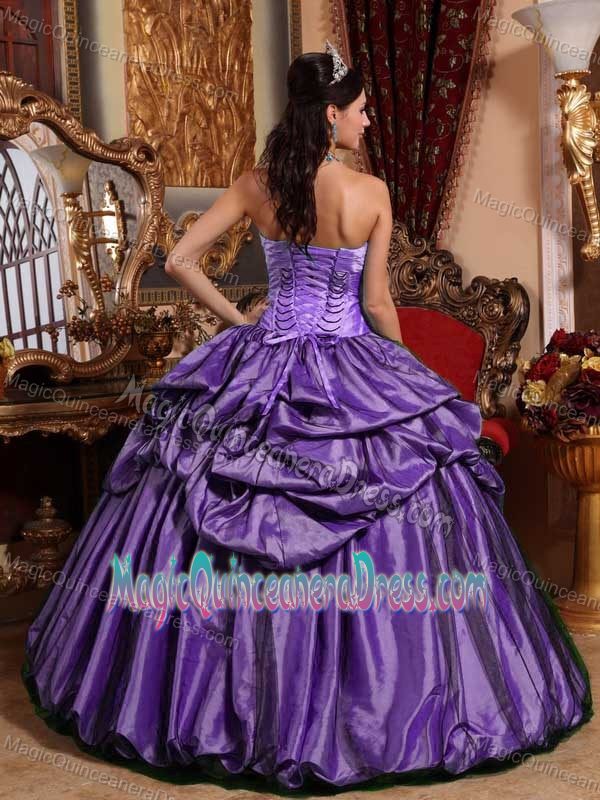 Purple Strapless Hand Made Flower Dress for Quince in Fredericksburg VA