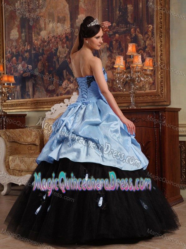 Blue and Black Sweetheart Hand Flowers Quinceanera Dress in Chesapeake