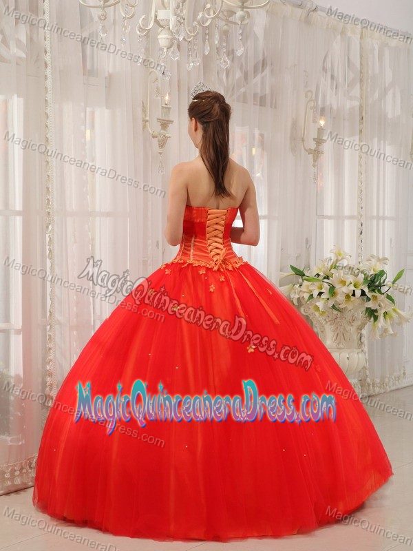 Sweetheart Floor-length Appliqued Quinceanera Dresses in Red in Copiapo