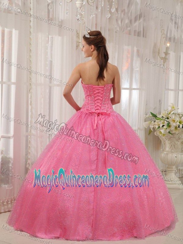 Pink Sweetheart Quinceanera Gown Dress with Beading in Villa Alegre Chile