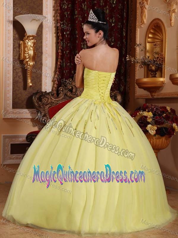 Yellow Sweetheart Tulle Quinceanera Dress with Beading in Arlington