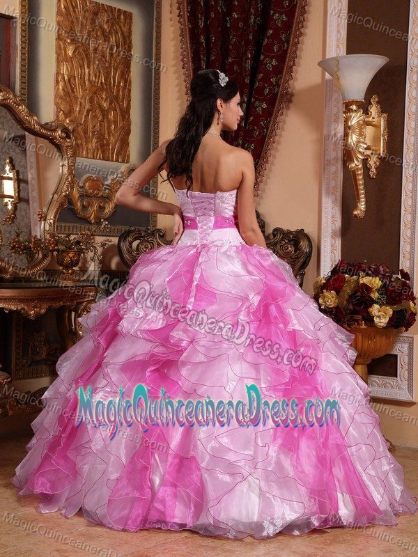 Multi-colored Sweetheart Ruched Quinceanera Dress with Beading in Victoria