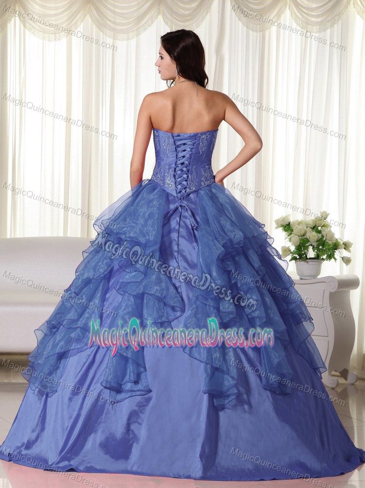 Sweetheart Organza Embroidered Quinceanera Dress in Blue in Midland