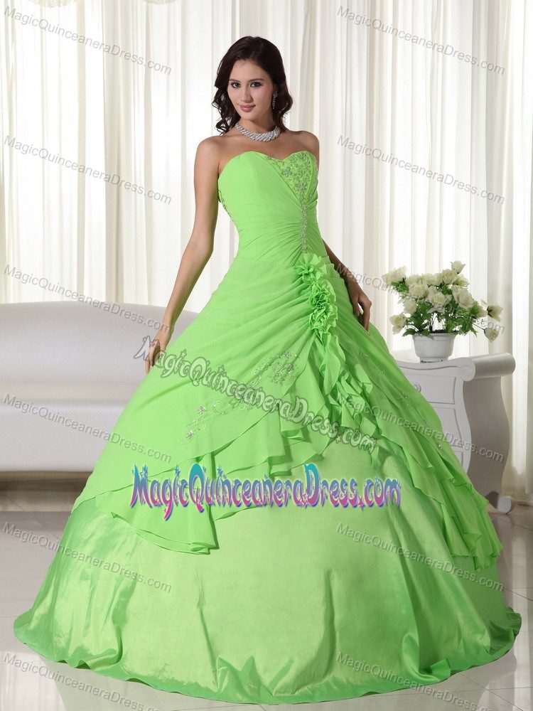 Sweetheart Chiffon Beaded Quinceanera Dress Spring Green in Houston