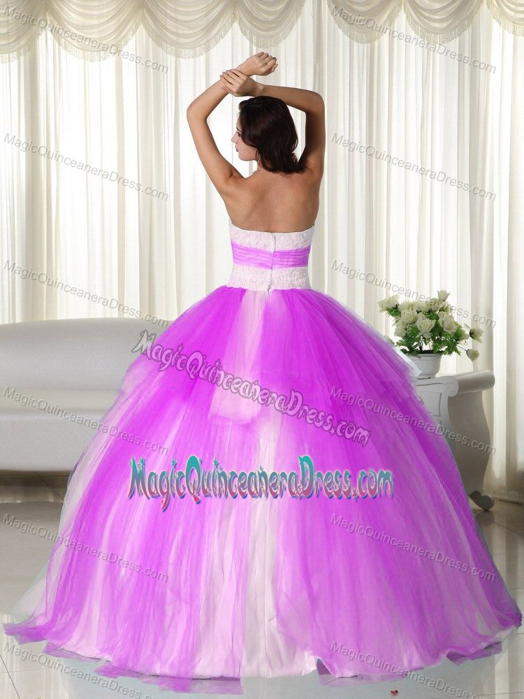 Hot Pink Strapless Tulle Beaded Quinceanera Dresses in Winchester