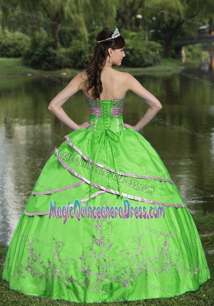 Taffeta and Satin Embroidered Green Quinceanera Gowns in Mejillones Chile