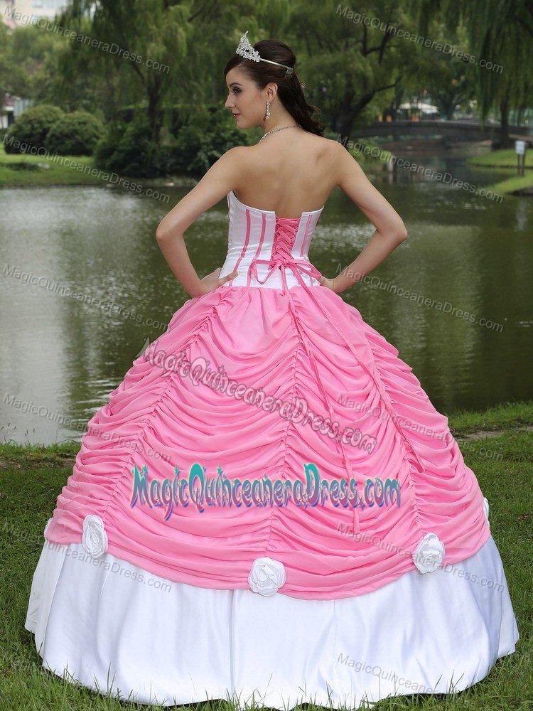 Strapless Rose Pink Custom Made Quinceanera Dress with Pick-ups