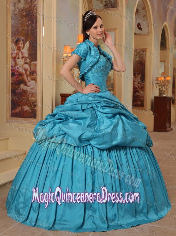 Teal Ball Gown Sweetheart Taffeta Beading Sweet Sixteen Dresses in Concord MA