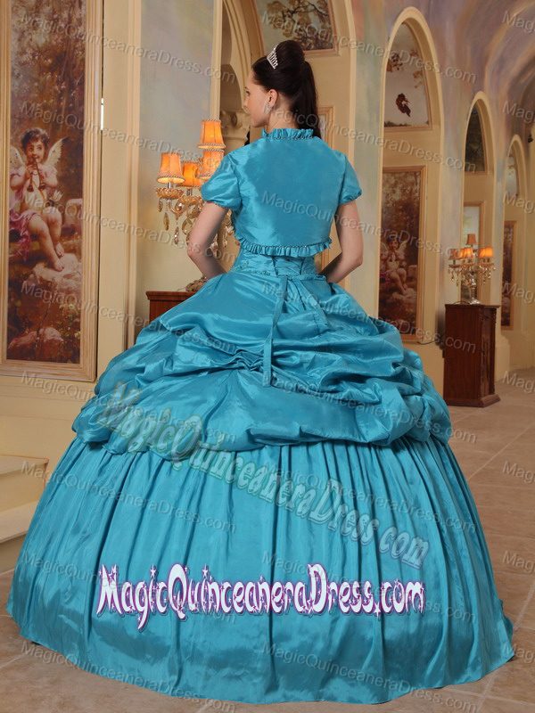 Teal Ball Gown Sweetheart Taffeta Beading Sweet Sixteen Dresses in Concord MA