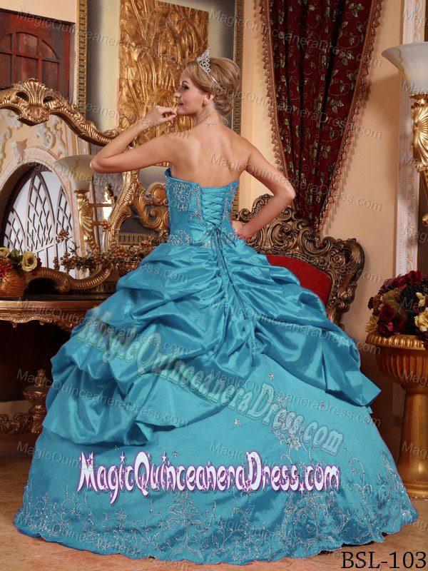 Teal Sweetheart Taffeta Embroidery with Beading Quinceanera Dress in Rockville