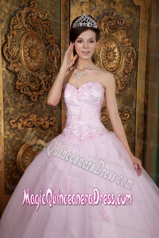 Germantown Baby Pink Ball Gown Sweetheart Quinceanera Dress with Appliques