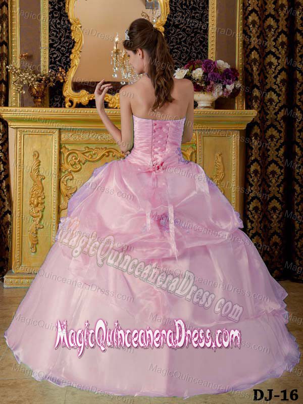 Strapless Light Pink Ruched Ball Gown Beading Sweet 16 Dresses near Columbia