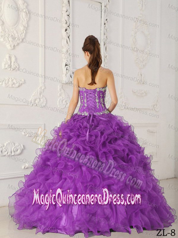 Lavender Sweetheart Appliqued Quinceanera Dress with Ruffles in Longview