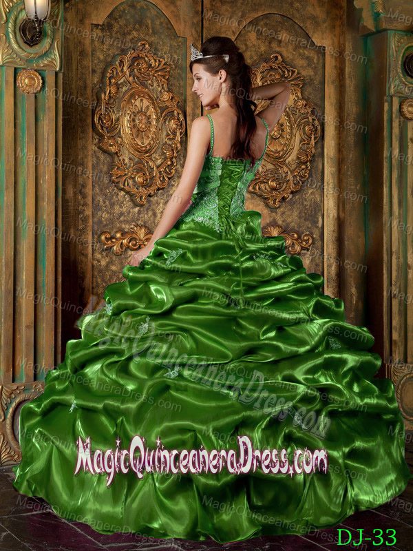 Green Floor-length Taffeta Quinceanera Dresses with Beading in Denton