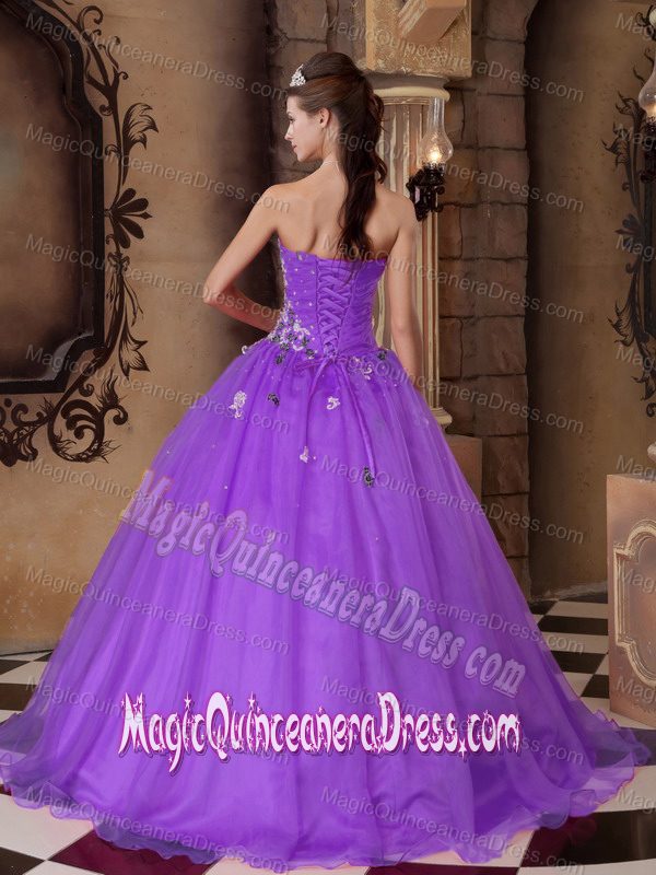 Sweetheart Organza Quinceanera Dress in Purple with Beading in York PA