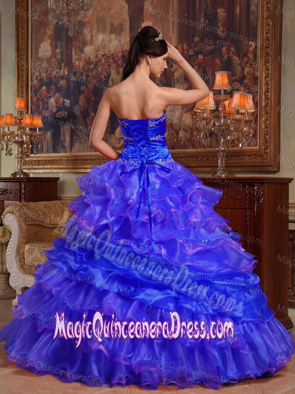 Blue Sweetheart Floor-length Beaded Quince Dress with Pick Ups in Allentown