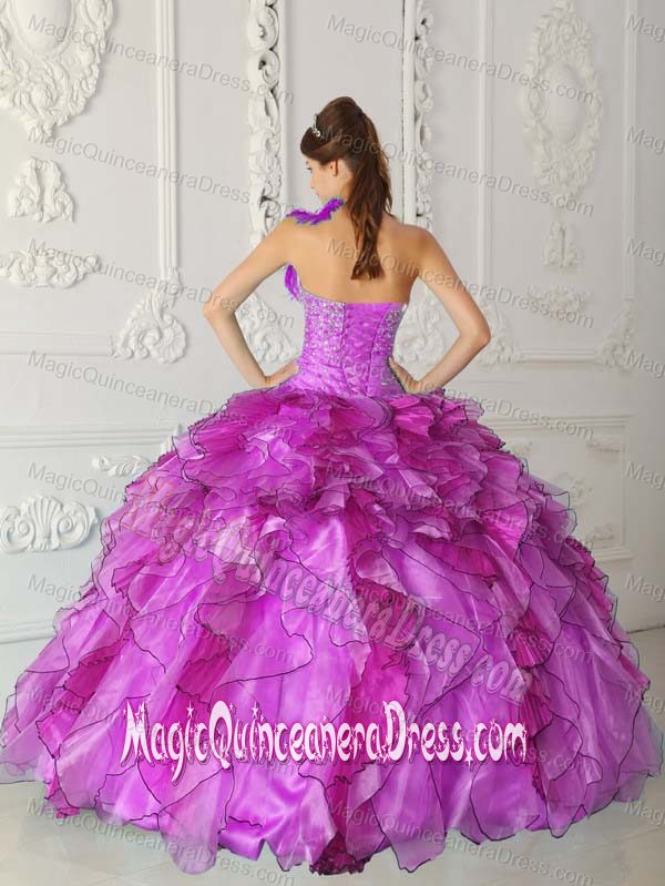 Fuchsia Strapless Floor-length Quinceanera Dress with Beading in Trujui Argentina