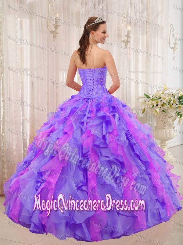 Multi-colored Sweetheart Floor-length Appliqued Quinceanera Dress