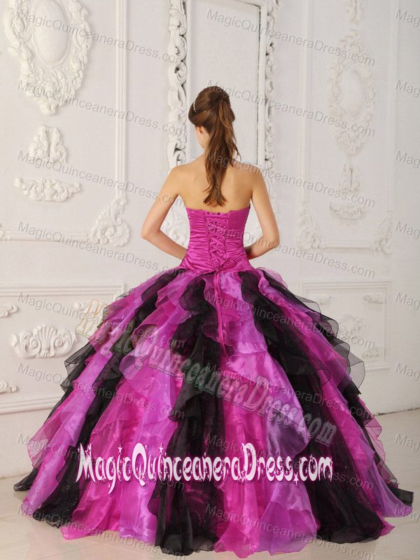 Multi-colored Strapless Ruffled Quinceanera Dresses with Appliques
