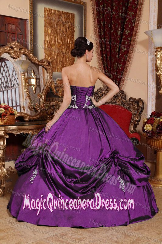 Eggplant Purple Sweetheart Quinceanera Dresses with Appliques in Santa Rosa