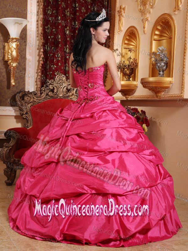 Sweetheart Floor-length Appliqued Quinceanera Dress in Hot Pink in Mendoza