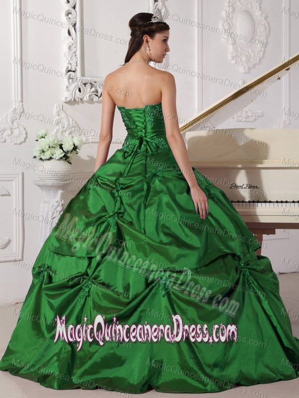 Green Sweetheart Floor-length Quinceanera Dress with Appilques in Ituzaingo
