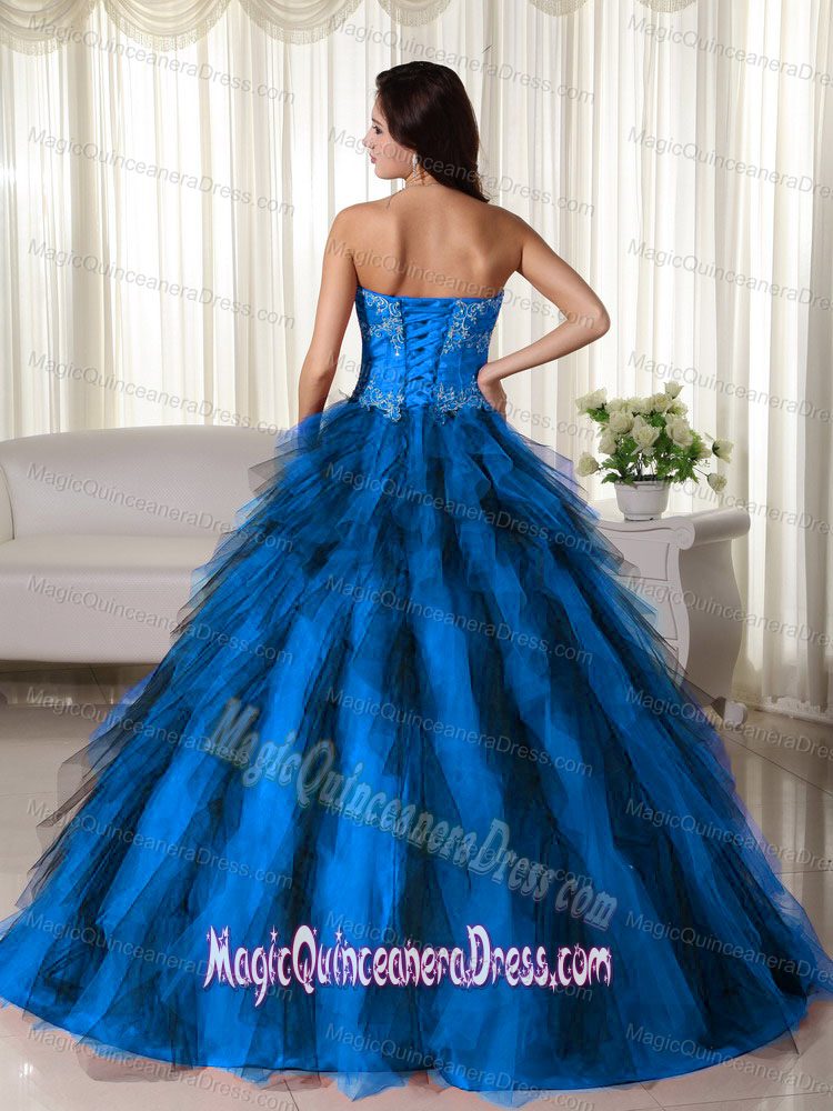 Aqua Blue Strapless Floor-length Appliqued Sweet 16 Dresses in Sydney