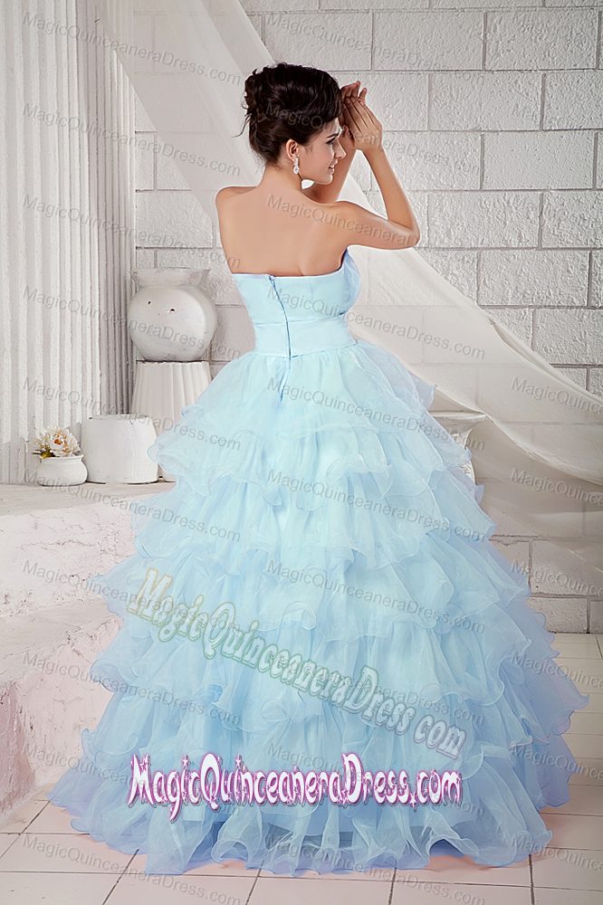 Sweetheart Beaded Ruffled Elegant formal Quinceanera Dresses in Light Blue in Roswell