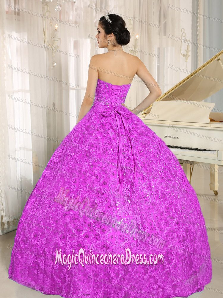 Rose Pink Sweetheart Embroidered Tulle Quinceanera Dress with Sequins in Smyrna