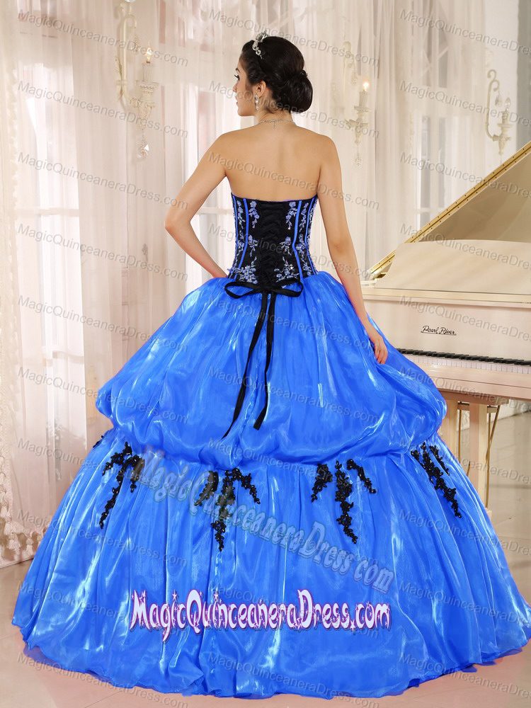 Classical Strapless Embroidered formal Quinceanera in Sky Blue in Canoga Park