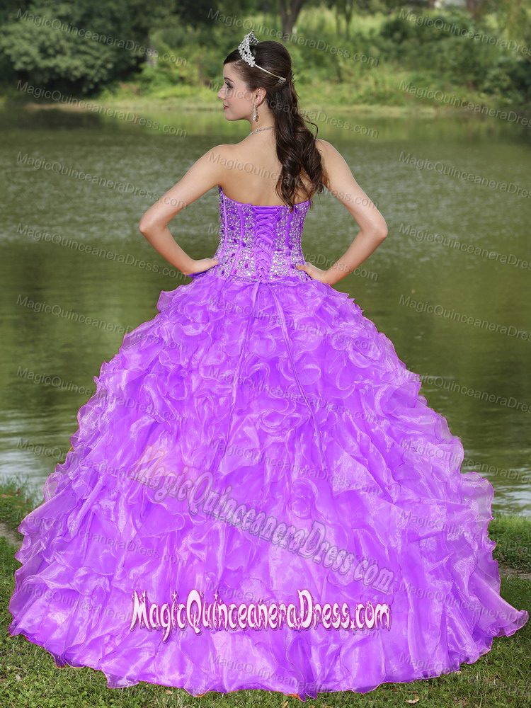 Lavender Sweetheart Beaded Ruffled Luxurious Sweet 16 Dresses in El Cajon