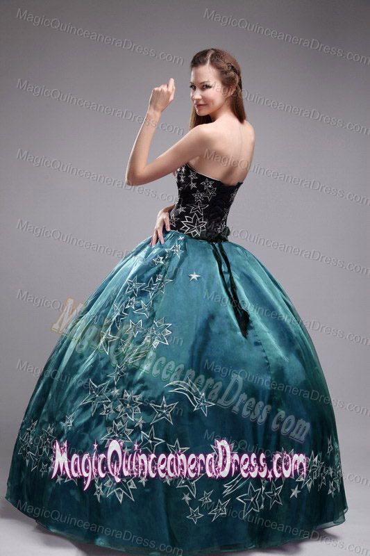 Embroidered Sweetheart Ball Gown Elegant Quinceaneras Dress in Teal in Chatsworth