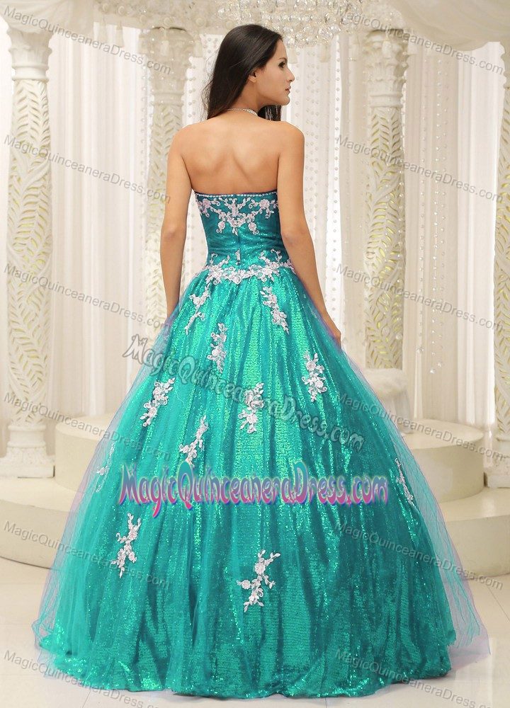 A-line Appliqued Sequined Tulle Dress For Quinceanera in Santa Cruz Bolivia
