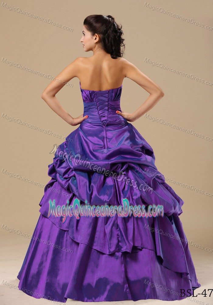 Appliques Strapless Floor-length Sweet Sixteen Dress with Pick-ups