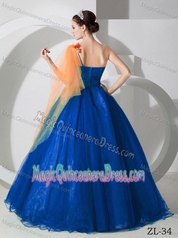 Single Shoulder Dress For Quinceanera with Handle Flowers near Winfield