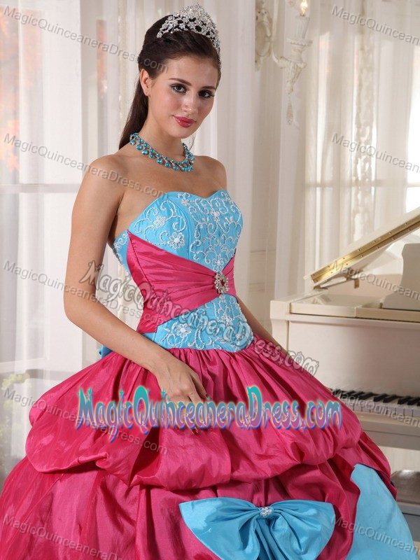 Blue and Red Sweet 15 Dress with Bowknot and Pick Ups in Hedgesville WV