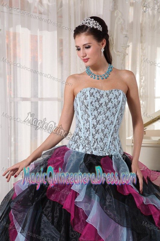 Ruffled Layers and Lace Decorated Multi-color Dress for Quince in Crivitz WI
