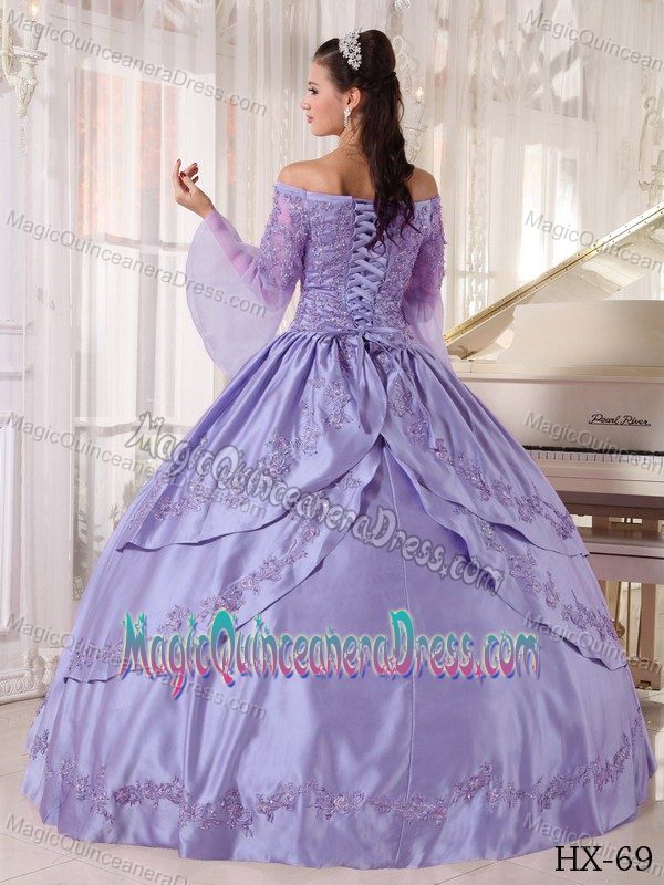 Off The Shoulder Long Sleeves Lace Sweet Sixteen Dresses in Cambridge WI