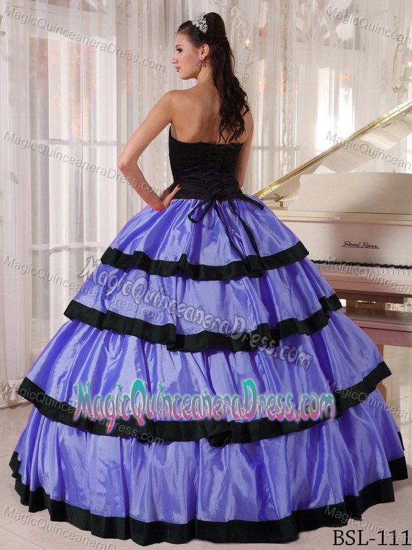 Tony Purple and Black Layers Bodice Quinceanera Gown in Kewaunee WI