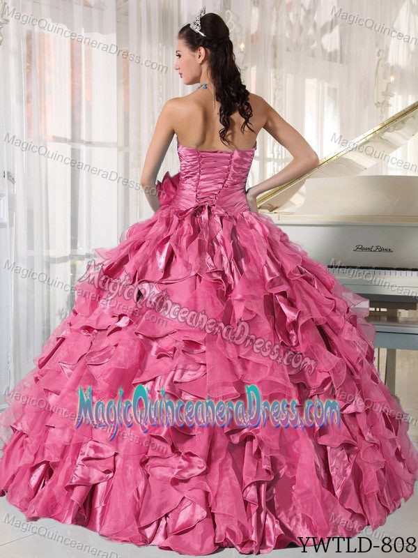 Flower Ruche Diamonds and Ruffles Quinceanera Dress in Pinedale WY