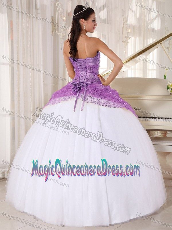 Purple and White Sequins Decorated Dress For Quinceanera in Powell WY