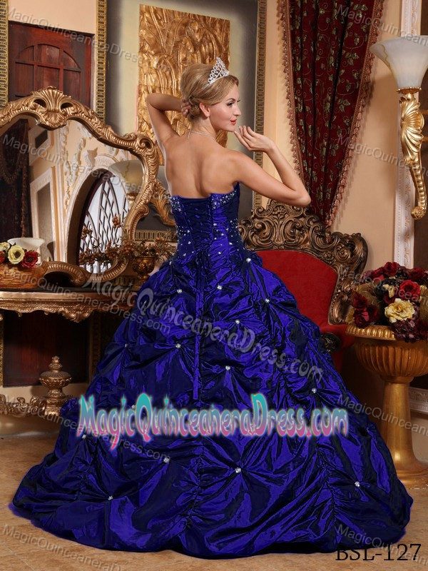 Diamonds and Pick Ups Decoratedc Quinces Dresses in Blue in Elkins