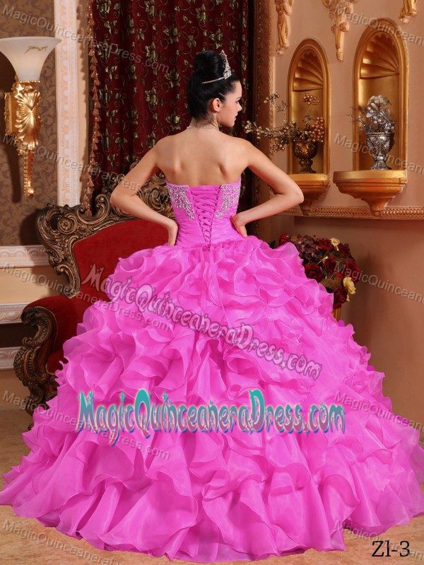 Appliqued Ruffles and Appliques Decorated Quinceanera Dress in Weirton