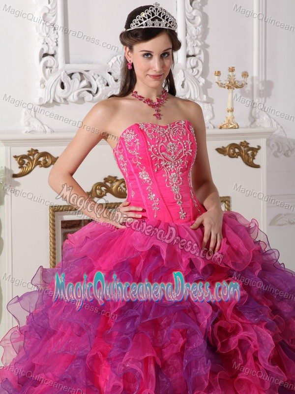 Ruffled and Embroidery Multi-color Dress For Quinceanera in Shepherdstown